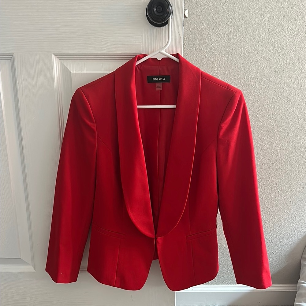 Nine West Red Tailored Blazer with Shawl Collar